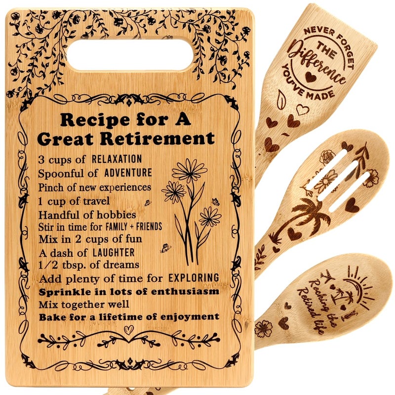 Retirement Gifts for Women Happy Retirement Farewell Going Away Leaving Gifts for Female Woman Coworker Teachers Nurses Boss Mom Grandma Friends Retirees Cutting Boards for the Kitchen