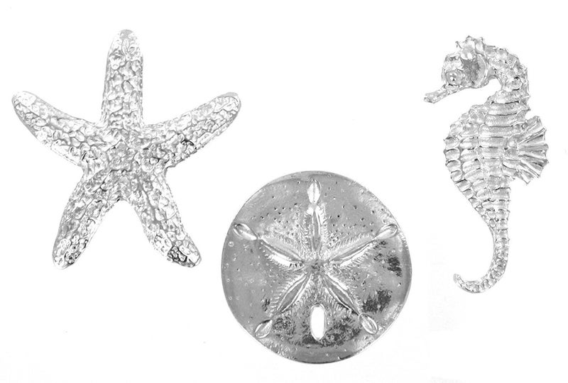 Basic Spirit Pewter Sea Animals Starfish Sand Dollar & Seahorse Magnets Set of 3 - Image 3