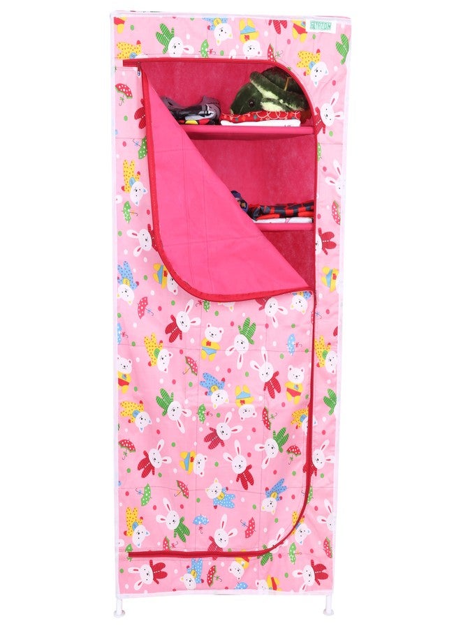 FLIPZON Multipurpose 6 Shelve Baby Wardrobe, (Fabric Shelves)- Rabbit Pink - Image 1