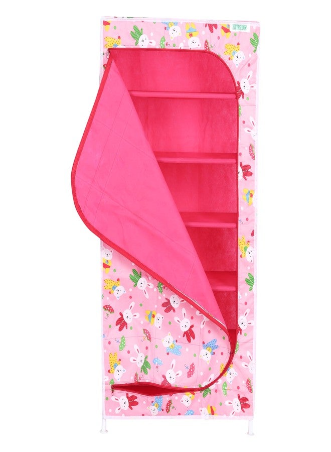 FLIPZON Multipurpose 6 Shelve Baby Wardrobe, (Fabric Shelves)- Rabbit Pink - Image 4
