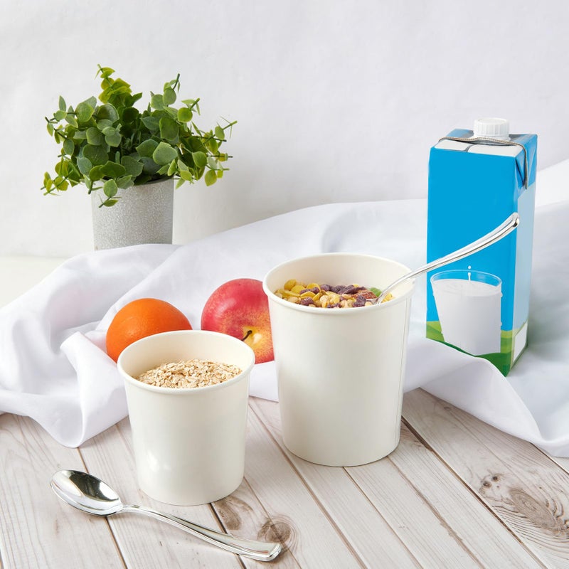 JOLLY PARTY 50pack 16oz Paper Soup Containers with Lids, Disposable Paper Food Cups, Ice Cream Cups, Food Storage with Lids, Microwavable and Freezer Safe, Suitable for Christmas Thanksgiving (White) - Image 5