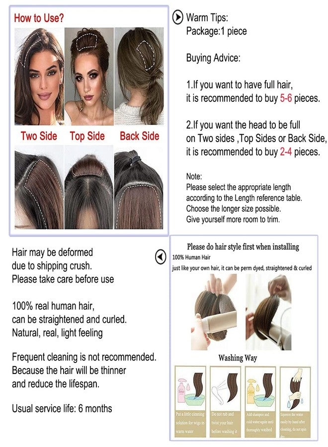 FEIPRO Short Hair Extensions Real Remy Human Hair Volume Insert Clip Silky Straight Natural Invisible Lady Parts Frontal Bangs Toppers for Women Men Thinning Hair Short Hair 4"#4 Medium Brown 7.5g - Image 5