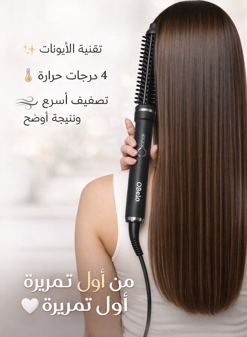 OBelo Slim 3-in-1 Heated Styling Brush – Silent with Ion Technology, 4 Heat Settings for Fine and Curly Hair, 360° Swivel Design with Auto Shut-Off - Image 3