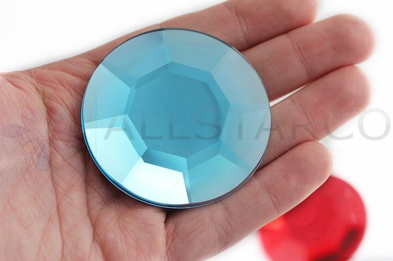 Allstarco 60mm Aqua Blue H109 Large Self Adhesive Round Acrylic Cosplay Gem Flat Back Plastic Stick On Rhinestone for Cosplay Costumes Scrapbooking Prop Craft Embelishment Steven Universe Decor Jewel 1PC - Image 3