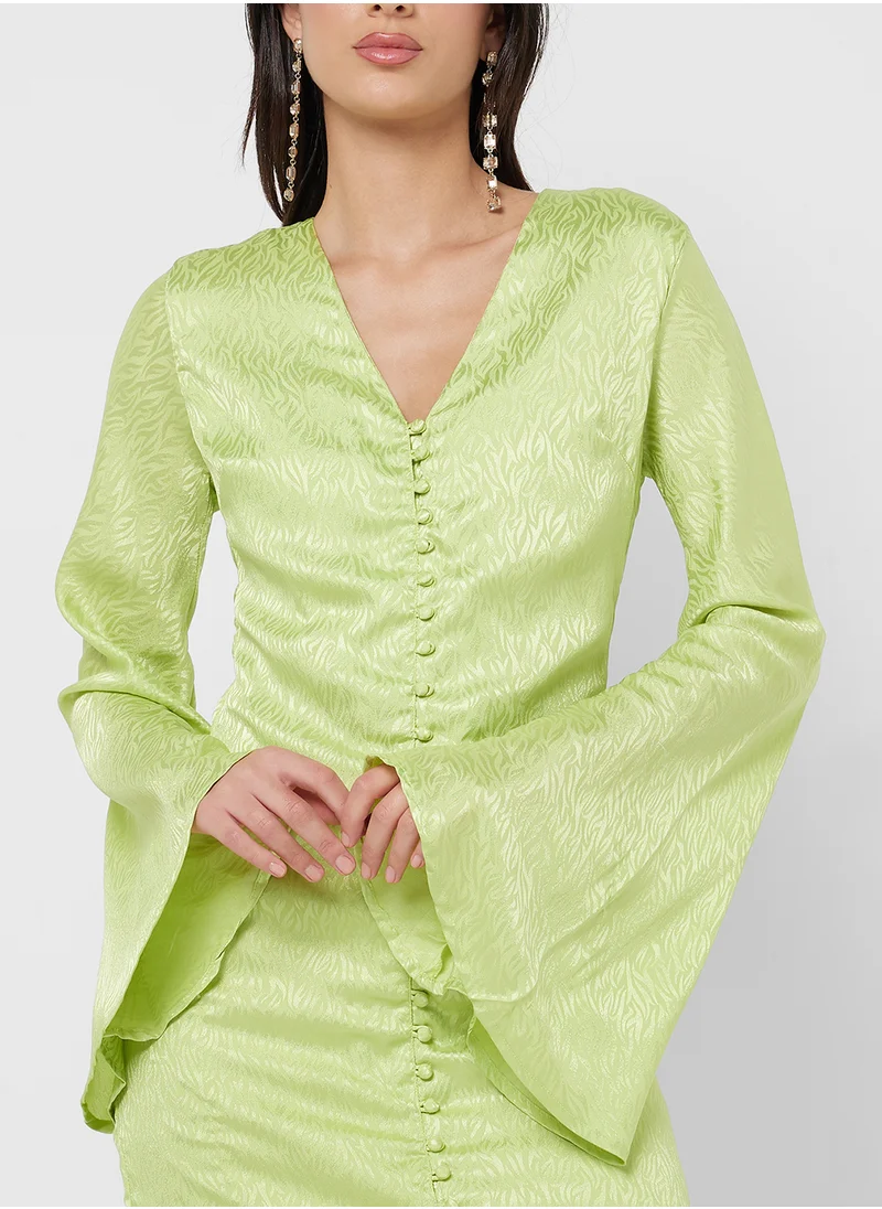 That’s My Gal Jacquard Silk Satin Buttoned Dress