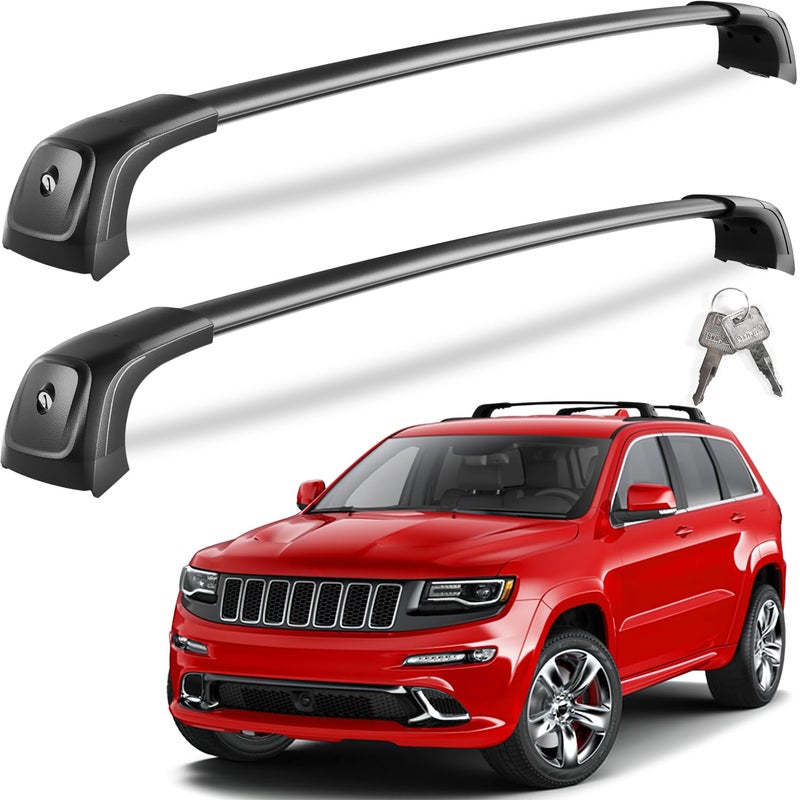 KINGGERI Lockable 260lbs Roof Racks Cross Bars Fit for Jeep Grand Cherokee Altitude SRT Trackhawk with Roof Black Moldings 20112022 AntiTheft Aluminum Rails Crossbars Cargo Luggage