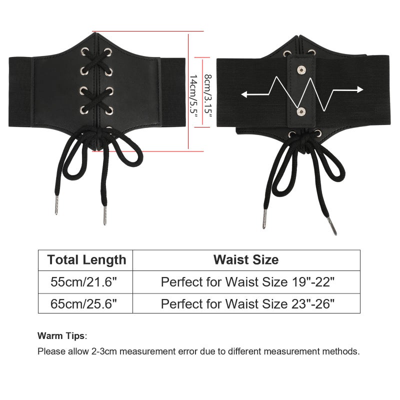 LEACOOLKEY Elastic Corset Waist Belt for Dress Stretch Lace-up Wide Waist Belt - Image 2