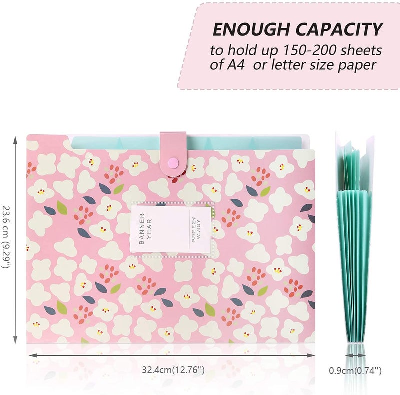 Wynhard Cute Expanding File Folder File Folders for Documents A4 File Folder Organiser Aesthetic Documents File Folder Document Organizer File Accordion File Folders Certificate File Holder Office - Image 3