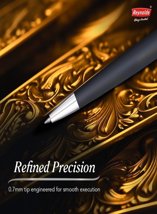 Reynolds Metal Pens (Iconic Onyx) | Premium Pens For Gifting | Retractable Pens For Personal & Professional Use | Stylish Gifts for Men & Women | Trim Ball Pens For Corporate Gifting | Blue Ink - Image 4