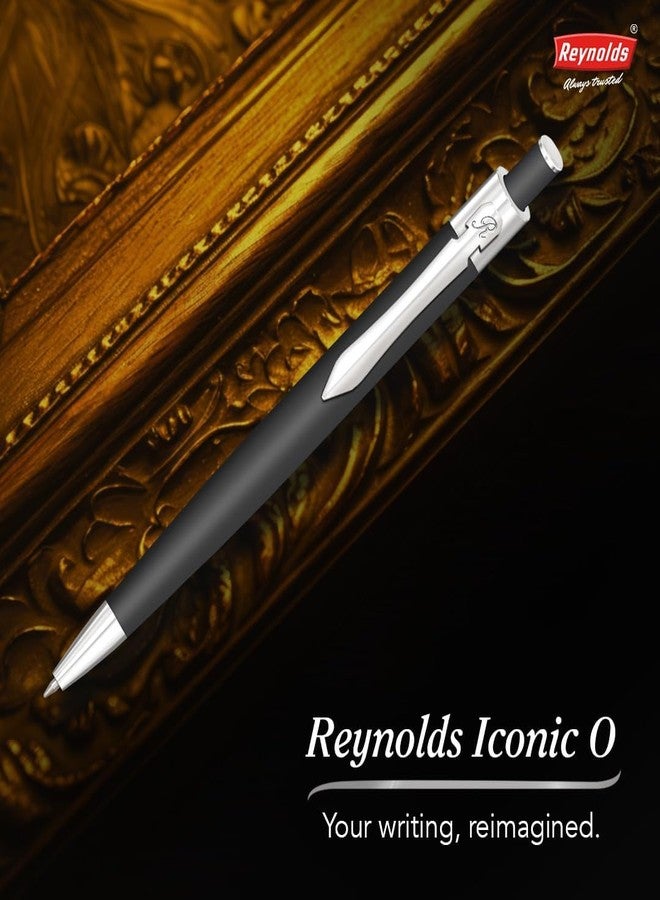 Reynolds Metal Pens (Iconic Onyx) | Premium Pens For Gifting | Retractable Pens For Personal & Professional Use | Stylish Gifts for Men & Women | Trim Ball Pens For Corporate Gifting | Blue Ink - Image 1
