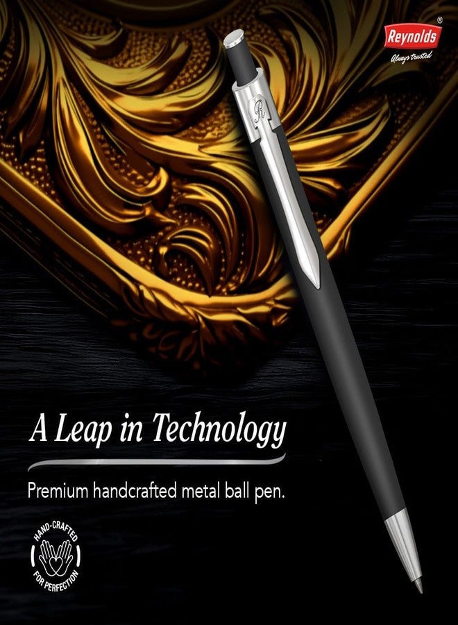 Reynolds Metal Pens (Iconic Onyx) | Premium Pens For Gifting | Retractable Pens For Personal & Professional Use | Stylish Gifts for Men & Women | Trim Ball Pens For Corporate Gifting | Blue Ink - Image 2