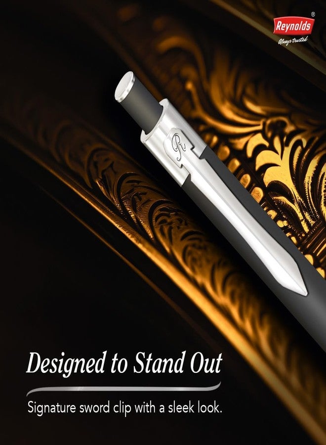 Reynolds Metal Pens (Iconic Onyx) | Premium Pens For Gifting | Retractable Pens For Personal & Professional Use | Stylish Gifts for Men & Women | Trim Ball Pens For Corporate Gifting | Blue Ink - Image 3