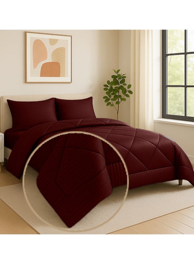 snooze Winter hotel quilt jackared striped, Dark red - Image 2