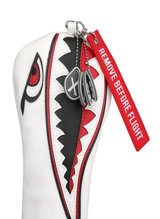 SHABIER New Flying Tiger Warshark Golf Driver Headcover for Taylormade M3 M4 M5 M6 SIM Golf Club Available for Driver Size Wood Size Rescue Size (White Hybrid Cover) - Image 3