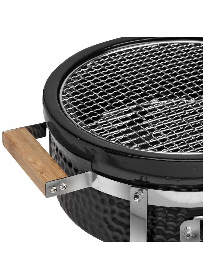 Auplex Japanese Style Mini Portable Round Charcoal Barbecue Grill Black and Silver 34.29 x 16.99 x 45.47 cm AU-08N - Image 2