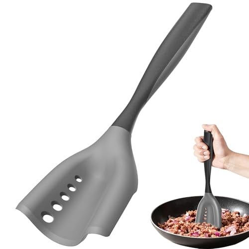 PGYARD Mincing Spatula Meat Chopper, Hamburger Grinder, Premium Heat Resistant Smasher for Ground Beef, Potato Mix Tool, Meat & Poultry Tenderizers-Black - Image 1