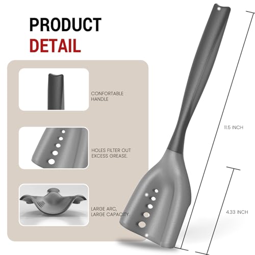 PGYARD Mincing Spatula Meat Chopper, Hamburger Grinder, Premium Heat Resistant Smasher for Ground Beef, Potato Mix Tool, Meat & Poultry Tenderizers-Black - Image 3