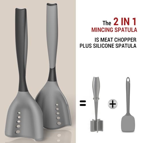 PGYARD Mincing Spatula Meat Chopper, Hamburger Grinder, Premium Heat Resistant Smasher for Ground Beef, Potato Mix Tool, Meat & Poultry Tenderizers-Black - Image 2