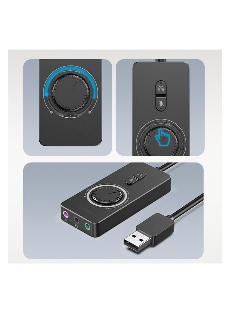 Zikra USB Sound Card, Virtual 7.1 Channel USB Sound Card Adapter, , External Stereo Sound Card with Volume Control, USB to 3.5mm Jack Audio Adapter for Windows, Mac, Laptop, Headset, Switch and More - Image 4