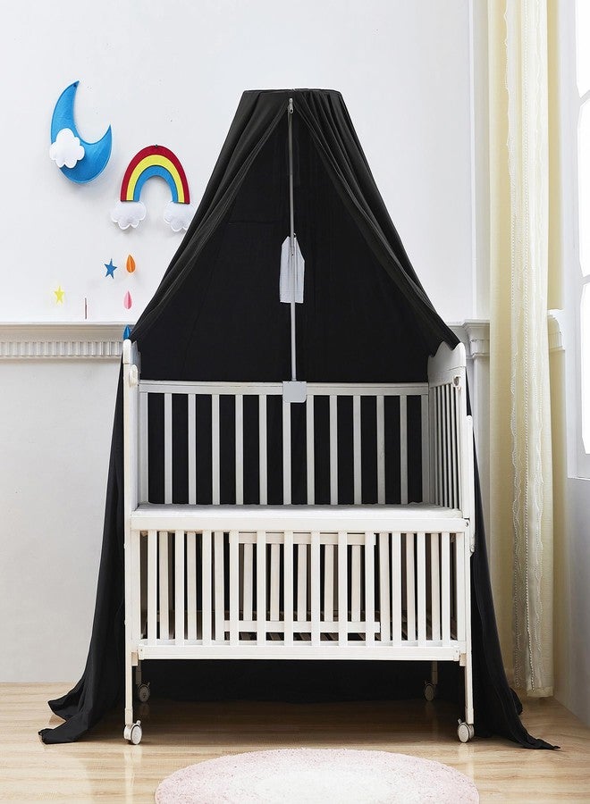 Mengersi Blackout Sleep Tent Crib Tent with Canopy Frame for Toddlers,Crib and Pack N Play Bed Blackout Cover Baby Sleep Tent,Travel Tent Canopy Portable Privacy Tent (Black) - Image 1