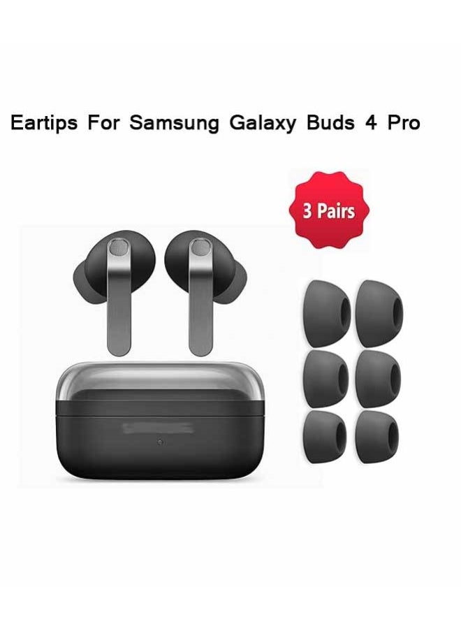 QIRG Silicone Ear Tips for Samsung Galaxy Buds 4 Pro, Replacement Eartips Earbuds Earpads (Black, S/M/L) - Image 1