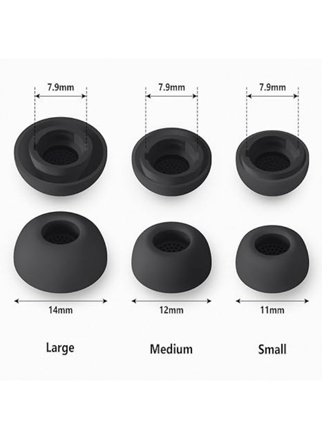QIRG Silicone Ear Tips for Samsung Galaxy Buds 4 Pro, Replacement Eartips Earbuds Earpads (Black, S/M/L) - Image 3