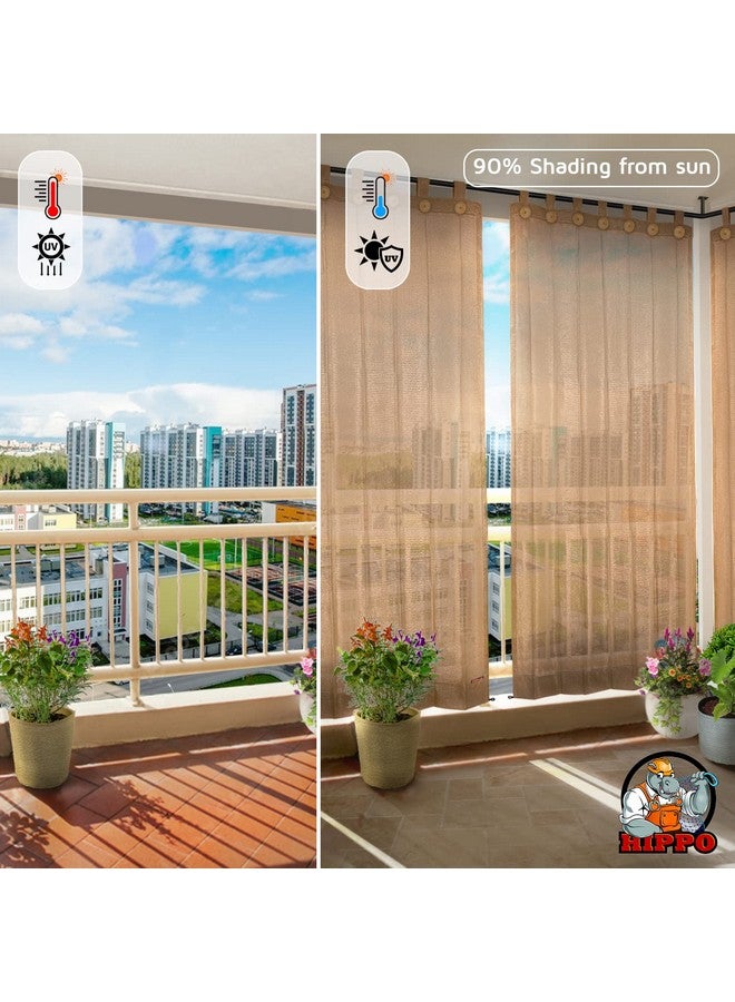 Hippo HIPPO 180 GSM Outdoor Sun Blocking Balcony Loop Curtains Sun & UV Protection, Light Filtering 8FT Door Curtain (4.5FTX8FT, Sand, 2 PC) - Image 2