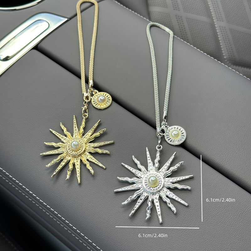 Silver Baroque Sunflower Pendant Car Rearview Mirror Ornament Home Backpack Decoration Unisex Gift Birthday Friend - Image 2