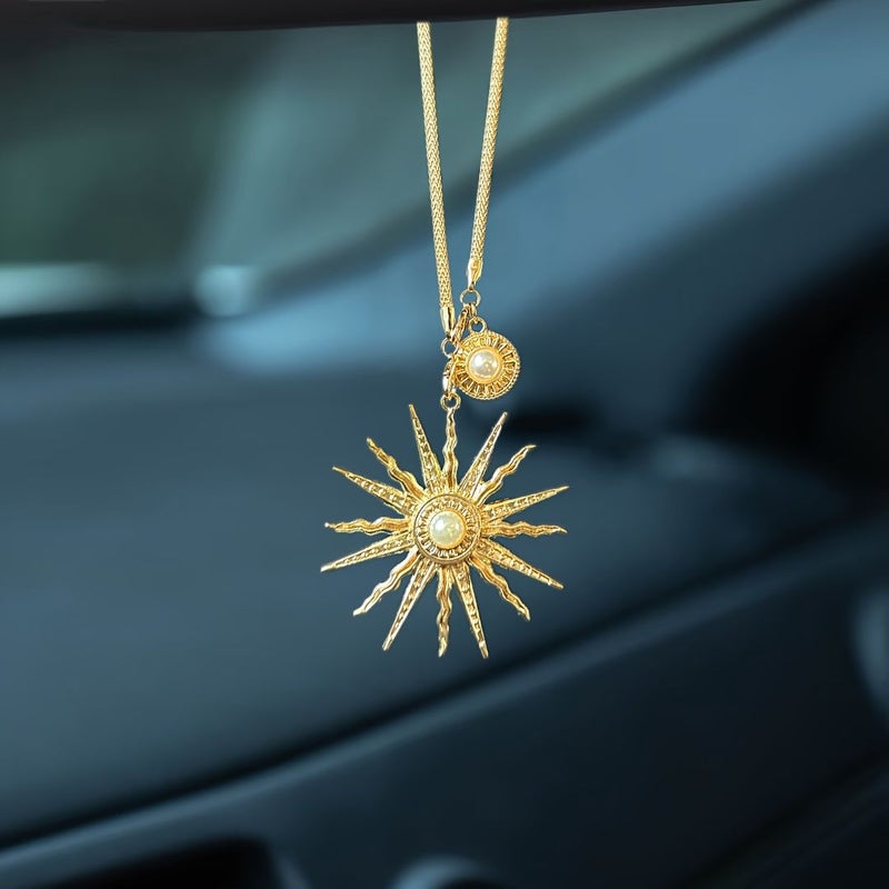 Silver Baroque Sunflower Pendant Car Rearview Mirror Ornament Home Backpack Decoration Unisex Gift Birthday Friend - Image 5