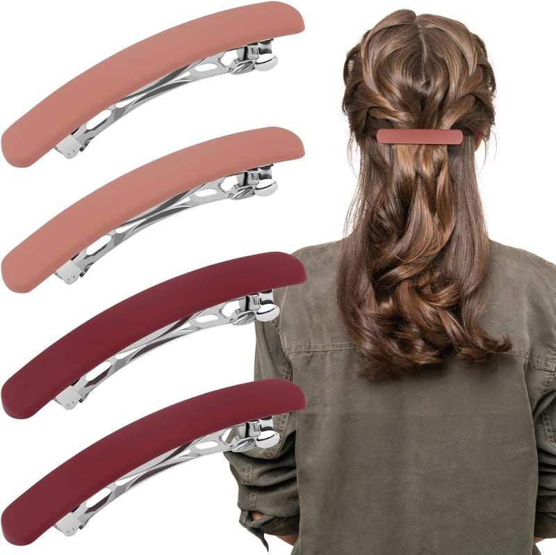 Atoden Practical design alternatives Pink Barrettes for Thin Fine Hair - 4Pcs Matte Flat Hair Clips, Hair Pins & French Barrettes for Short & Medium Hair - Cute Hair Accessories for Women & Girls Market multi-use trusted quality - Image 1