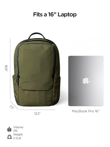ALPAKA Elements Backpack Pro 24L - Green Laptop Backpack Fits 16'' Laptop with Dual Bottle Pockets, Travel Backpack for Men, Weather-Resistant 400D Axoflux Fabric for Business or College - Image 3