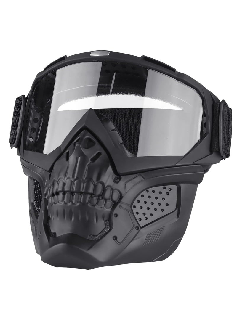 Generic Motorcycle Goggles Detachable Face Mask, Airsoft Mask Full Face, Protective Gear Compatible with Helmet for Men Women Kids Youth, Detachable Clear Goggles for Motorcycle ATV Dirt Bike  - Image 1