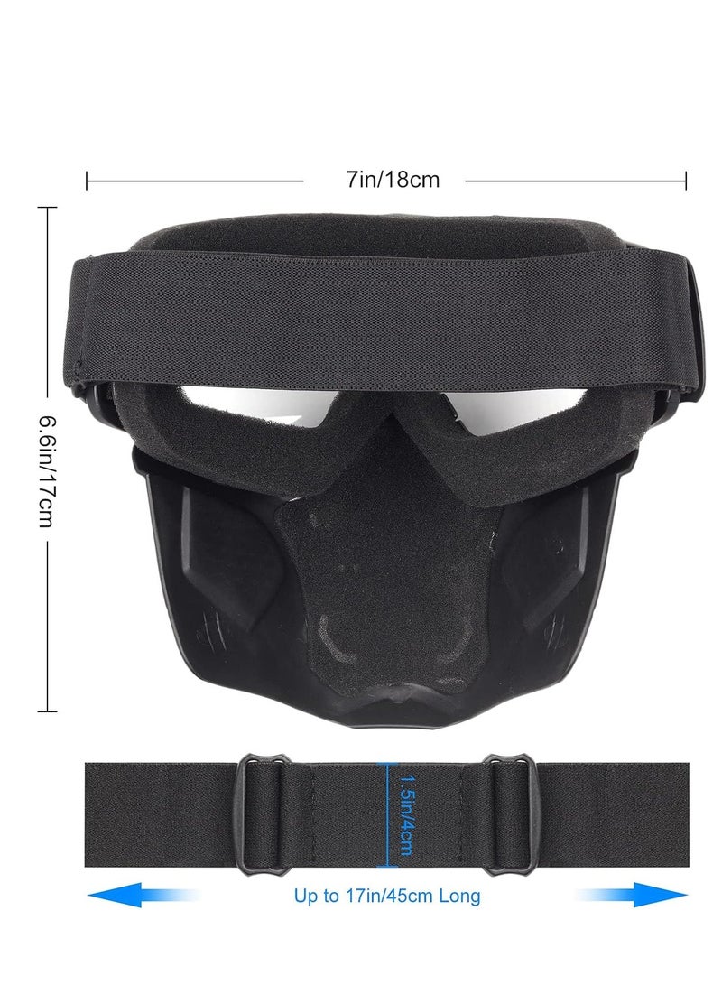 Generic Motorcycle Goggles Detachable Face Mask, Airsoft Mask Full Face, Protective Gear Compatible with Helmet for Men Women Kids Youth, Detachable Clear Goggles for Motorcycle ATV Dirt Bike  - Image 4