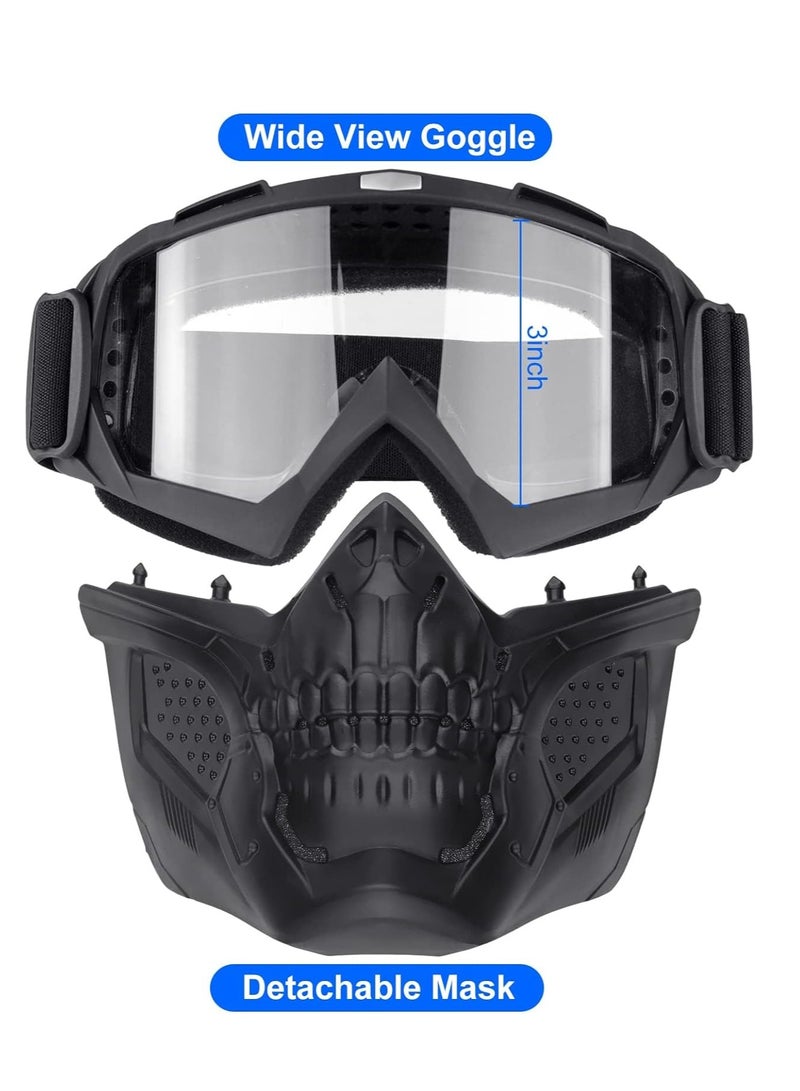 Generic Motorcycle Goggles Detachable Face Mask, Airsoft Mask Full Face, Protective Gear Compatible with Helmet for Men Women Kids Youth, Detachable Clear Goggles for Motorcycle ATV Dirt Bike  - Image 2