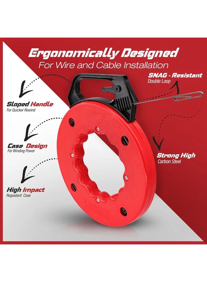 50ft Fish Tape Wire Puller Flexible Steel Cable Fishing Tool For Walls Electrical Conduit - Image 5