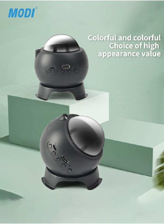 MODI Rechargeable Bluetooth Speaker Star Projector RGBW Night Light, 5V Portable LED Aurora Lamp with USB Music Player for Bedroom, Living Room, and Home Ambiance – Black - Image 3