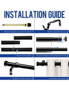 Uwals Heavy Duty Curtain Rods for Windows, 25MM Black Curtain Rods for Outdoor, Farmhouse, Bedroom, Kitchen, Living Room, Adjustable Easy Install Curtain Rods (Black,18"-45")  - Image 5