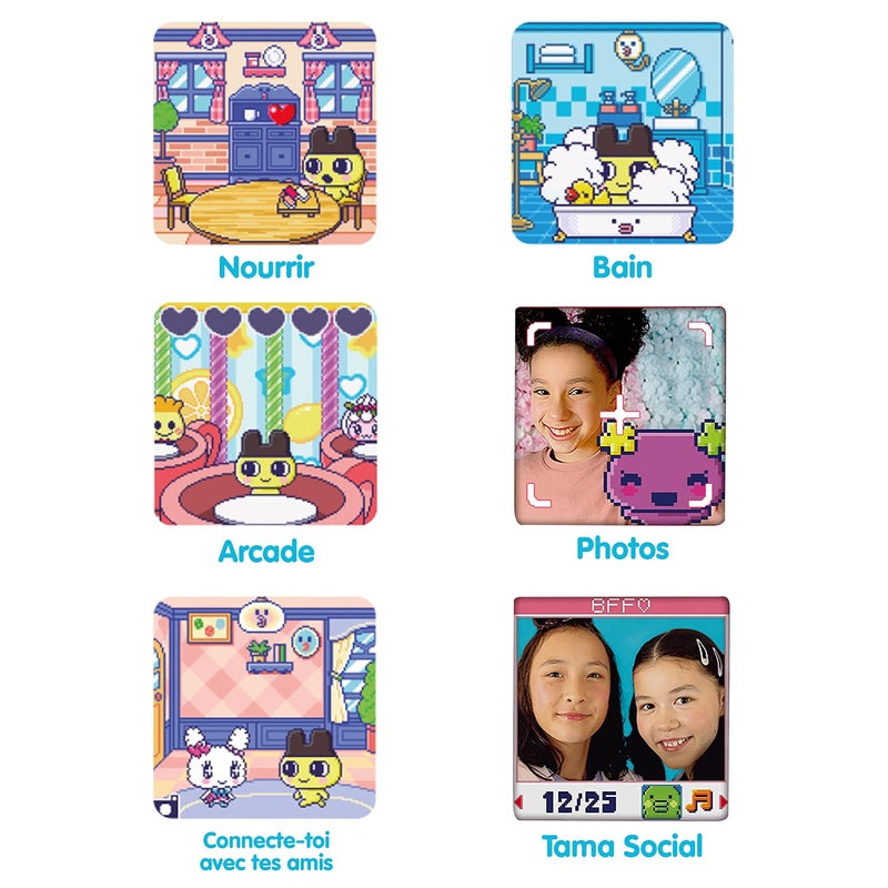 Bandai Tamagotchi 42901 Bandai Pix The Next Generation of Virtual Reality Pet with Camera, Games and Collectable Characters-Floral, Pink - Image 3