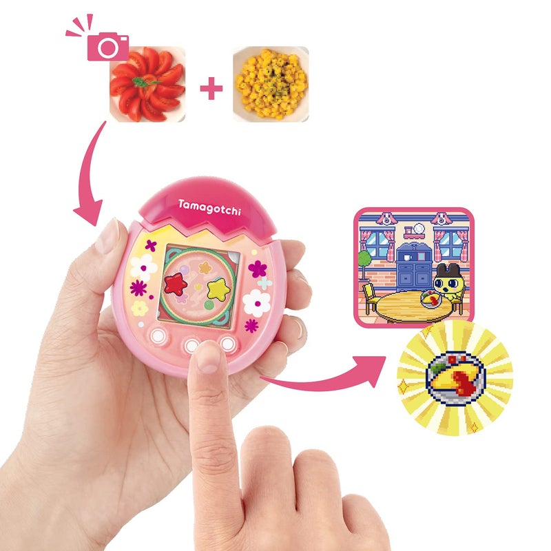 Bandai Tamagotchi 42901 Bandai Pix The Next Generation of Virtual Reality Pet with Camera, Games and Collectable Characters-Floral, Pink - Image 2
