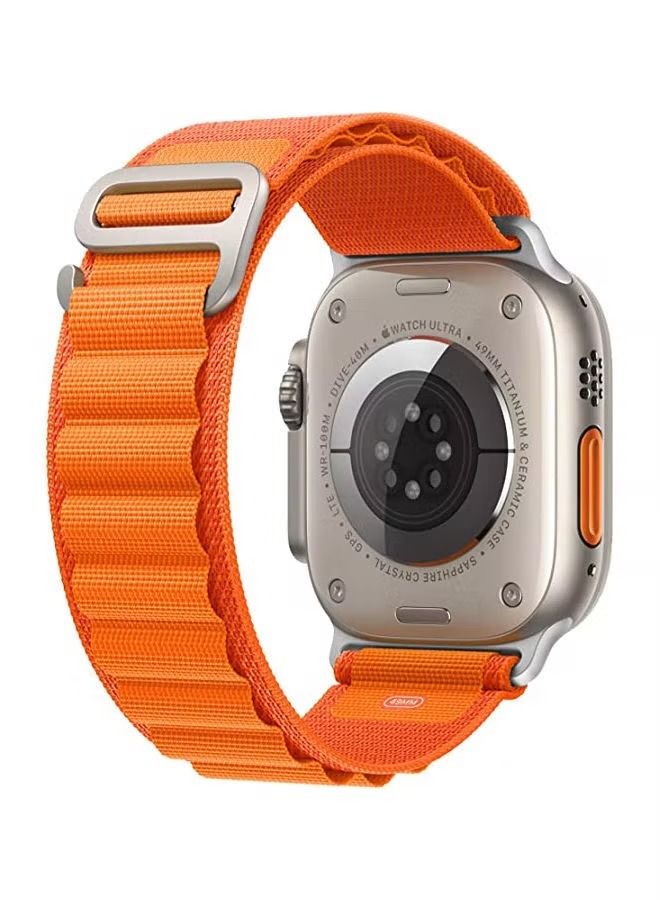 إيف أربطة من النايلون بحلقة ألباين متوافقة مع ساعة آبل مقاس 49 ملم 45 ملم 44 ملم 42 ملم سوار رياضي متين بحلقة منفردة مع خطاف من التيتانيوم G ‑ للرجال والنساء برتقالي - Image 2