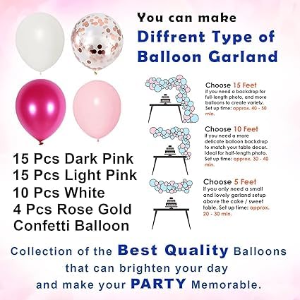 BRIJBAZAAR Pink Balloons Garland Arch Kit- 51Pcs For Birthday Decoration Items For Girls/Bride To Be Balloon/Girl Arrival Kit/Baby Theme Parties/1St Birthday Decoration For Baby Girl(Multi Color) - Image 3