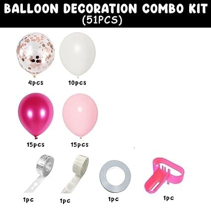 BRIJBAZAAR Pink Balloons Garland Arch Kit- 51Pcs For Birthday Decoration Items For Girls/Bride To Be Balloon/Girl Arrival Kit/Baby Theme Parties/1St Birthday Decoration For Baby Girl(Multi Color) - Image 2