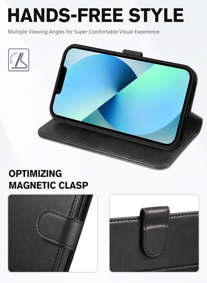 TUCCH Case Cover for iPhone 13 5G, Shockproof TPU Case Cover iPhone 13 PU Leather Wallet Case [RFID Blocking] [Kickstand] [Card Slots] Case for iPhone 13 (6.1 Inch) - Black - Image 5