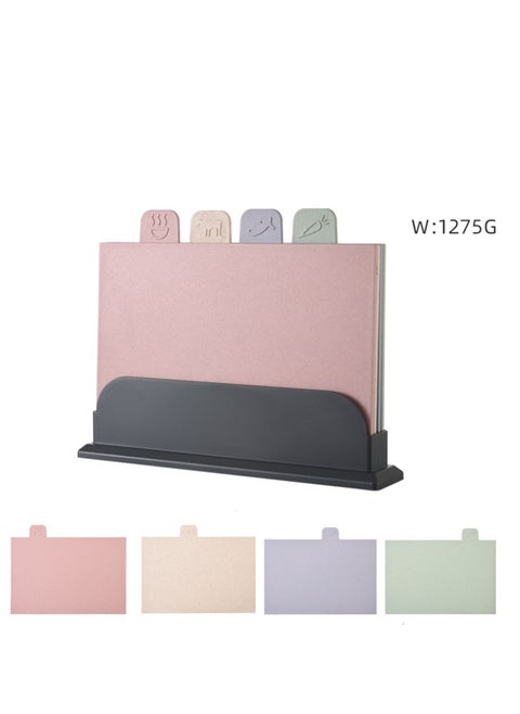 Cutting Board Set of 4 with Stand,Plastic Non-slip Chopping Board,4-Color Durable Boards in Space Saving Storage Case