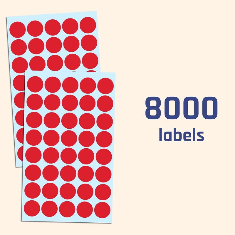 TownStix 8000 Pack, 3/4" Round Dot Stickers Circle Labels - Red - Image 3
