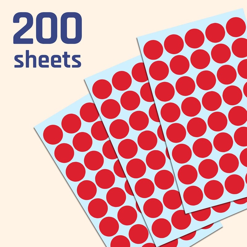 TownStix 8000 Pack, 3/4" Round Dot Stickers Circle Labels - Red - Image 2