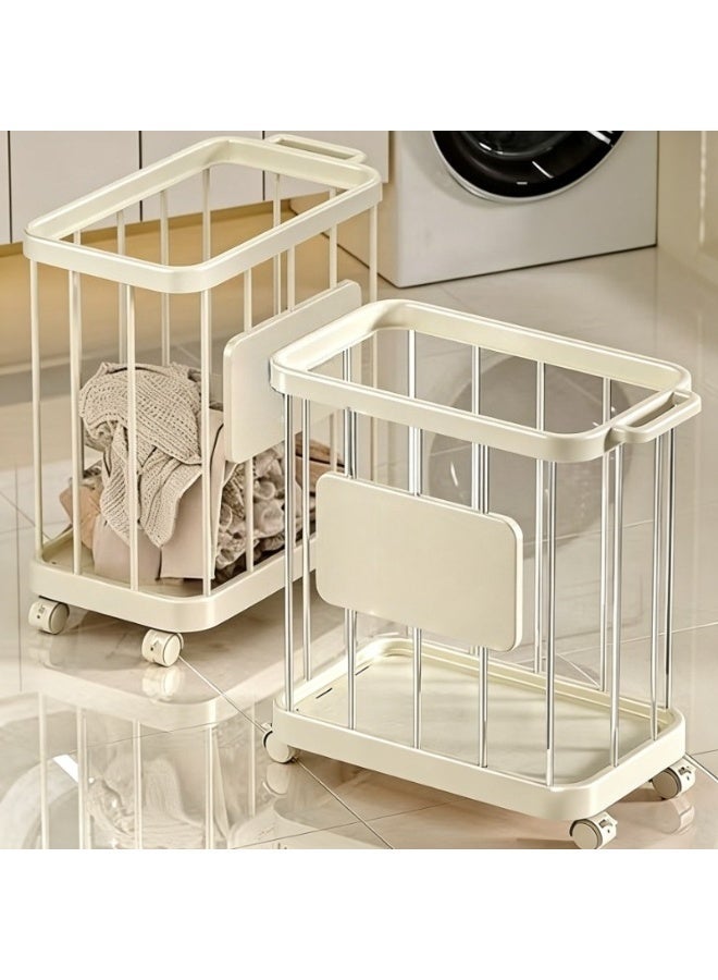 CKIKH portable laundry basket, narrow design with wheels and handles, tall capacity, multi-functional, suitable for laundry rooms, bedrooms, and dormitories (white). - Image 4