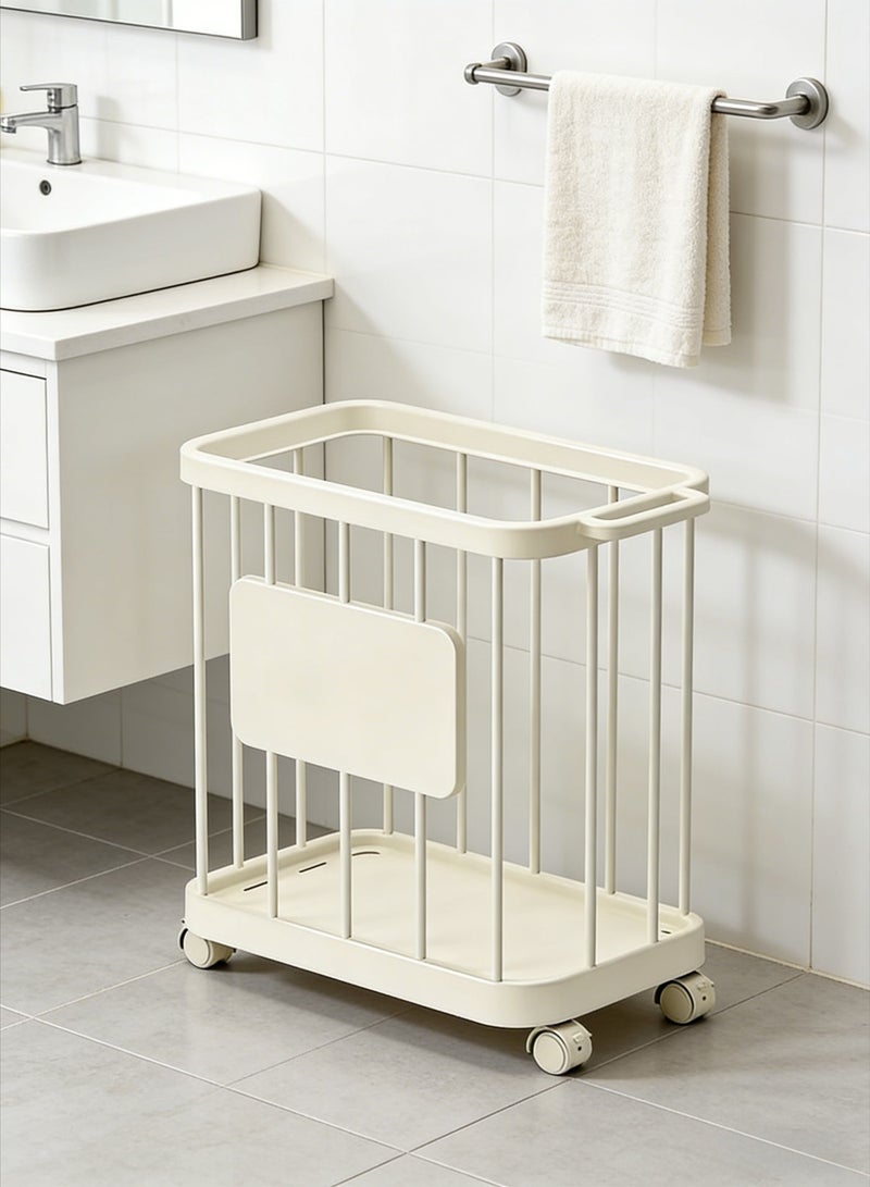 CKIKH portable laundry basket, narrow design with wheels and handles, tall capacity, multi-functional, suitable for laundry rooms, bedrooms, and dormitories (white). - Image 1