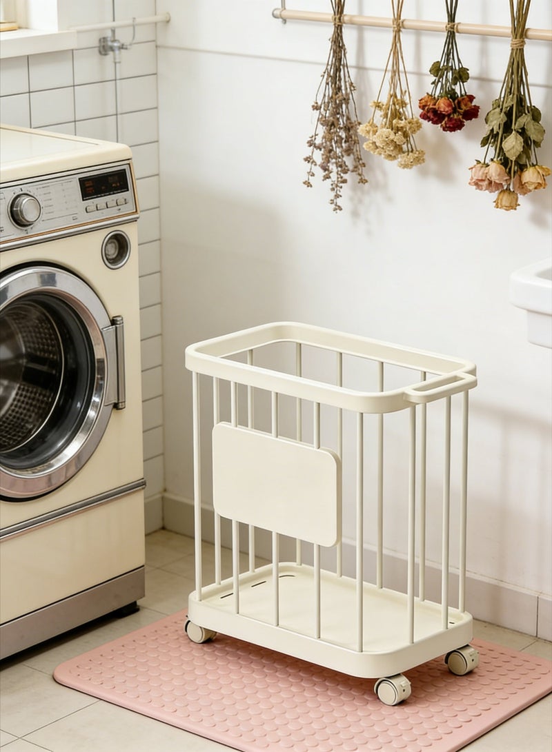 CKIKH portable laundry basket, narrow design with wheels and handles, tall capacity, multi-functional, suitable for laundry rooms, bedrooms, and dormitories (white). - Image 5