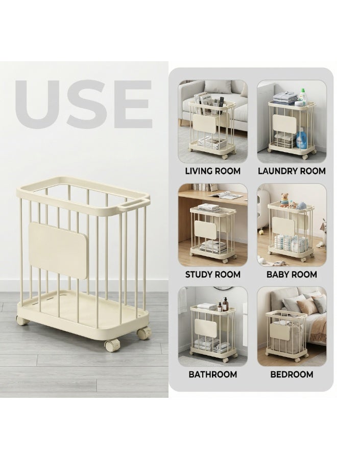CKIKH portable laundry basket, narrow design with wheels and handles, tall capacity, multi-functional, suitable for laundry rooms, bedrooms, and dormitories (white). - Image 2